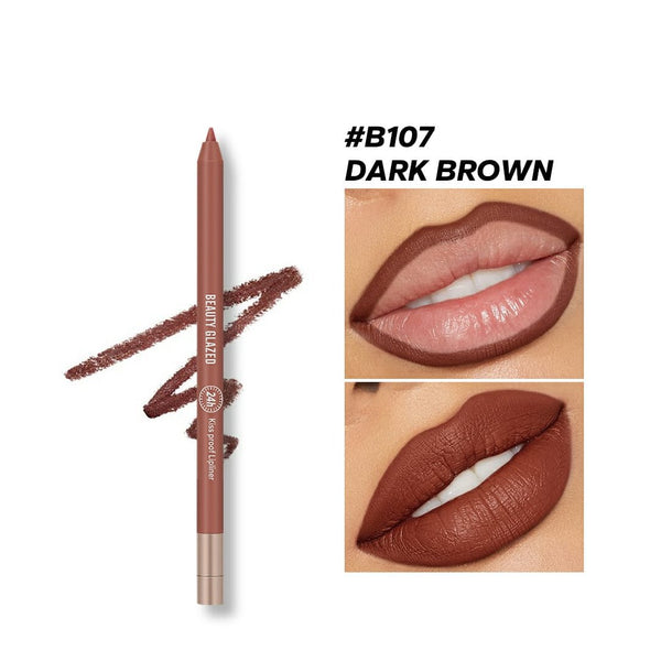 Beauty Glazed 24h Waterproof & Long Lasting Lip Liner B107 Dark Brown