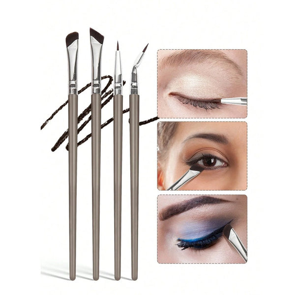MAANGE 4pcs Professional Eye Makeup Brush Set,Eye Shadow Brush,Eyebrow Brush,Eyeliner Brush,Makeup Tools With Soft Fiber For Easy Carrying,Brush For Travel