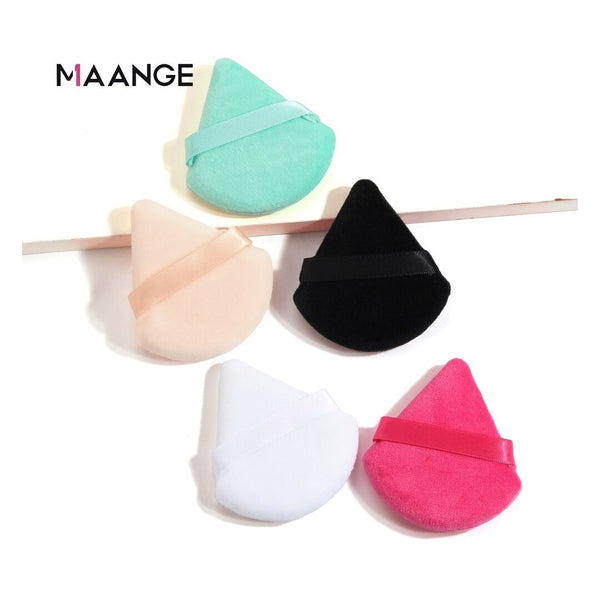 MAANGE 5pcs Triangle Powder Puff Foundation BB Cream Triangle Velvet Professional Cosmetic Powder Puff Facial Beauty Tool