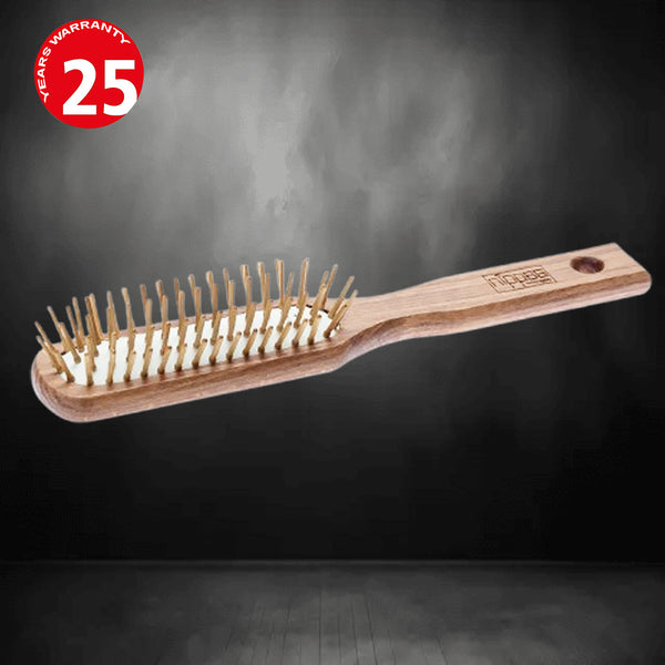 Nippes Pneumatic Hairbrush,  Elongated, Narrow, Wooden Pins, 5 rows, Waxed Beech Model No H-14