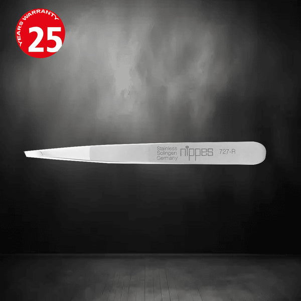 Nippes Tweezers 727R, slanted, stainless