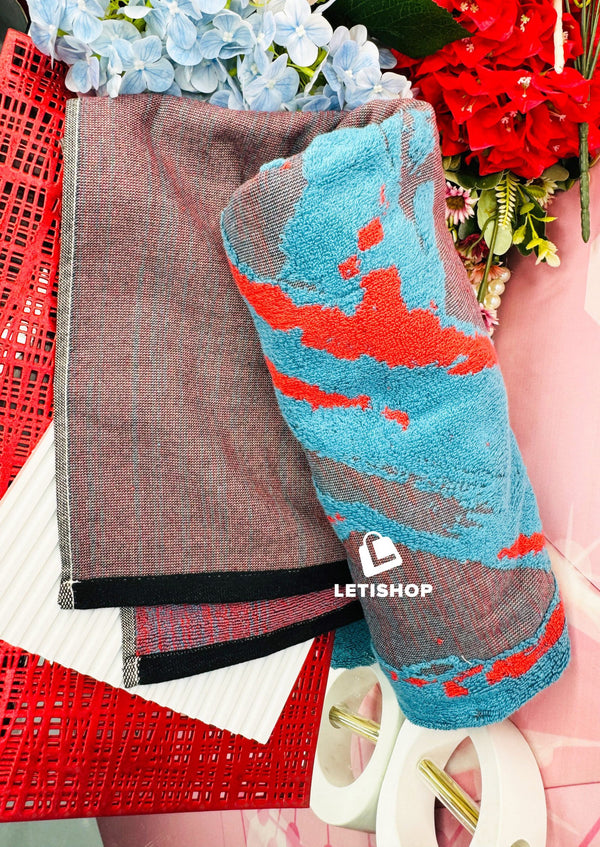 Bath Sheet tow strips color sky & grey