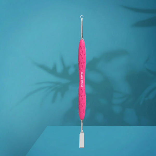 Manicure pusher Gummy with silicone handle UNIQ 11 TYPE 1 (straight flat and loop pusher)