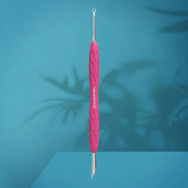 Manicure pusher Gummy with silicone handle UNIQ 11 TYPE 2 (beveled and loop pusher) PQ-11/2